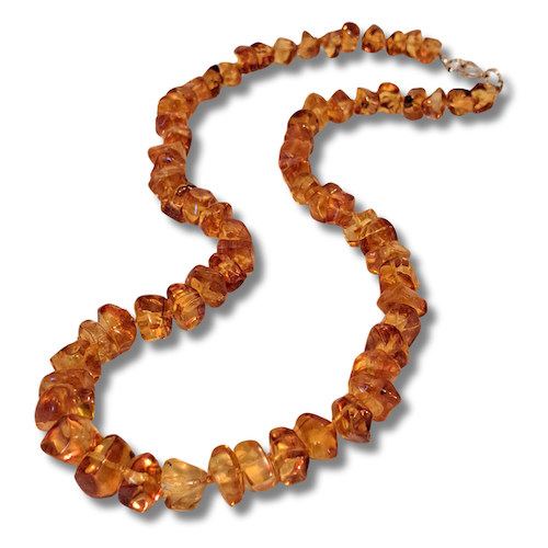 Click to view detail for HW-4004 Necklace, Single Strand Light Amber $160